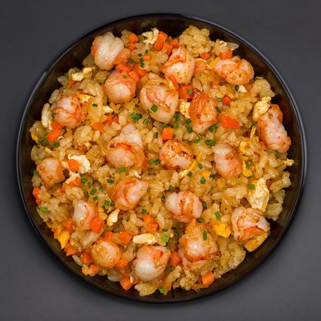 Жареный рис с тигровыми креветками