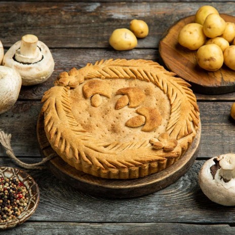 Ржаной пирог с картофелем и грибами